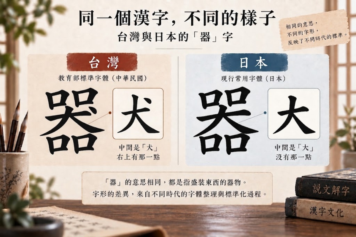 台灣與日本「器」字標準字形的比較